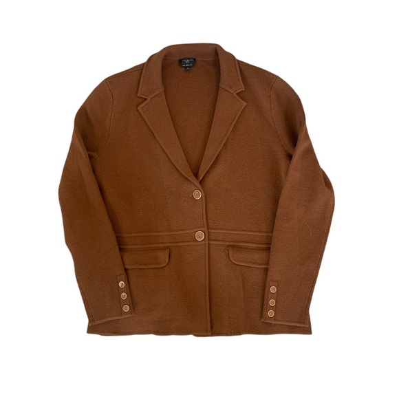 Talbots Jackets & Blazers - Talbots Petite 100% Merino Wool Camel Knit Blazer Sweater Blazer Brown MP